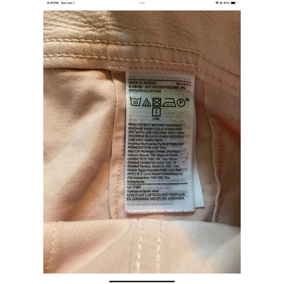 Banana Republic Womans 4P Slim Refined Stretch Cropped Cargo Pant Light Pink - Picture 6 of 9